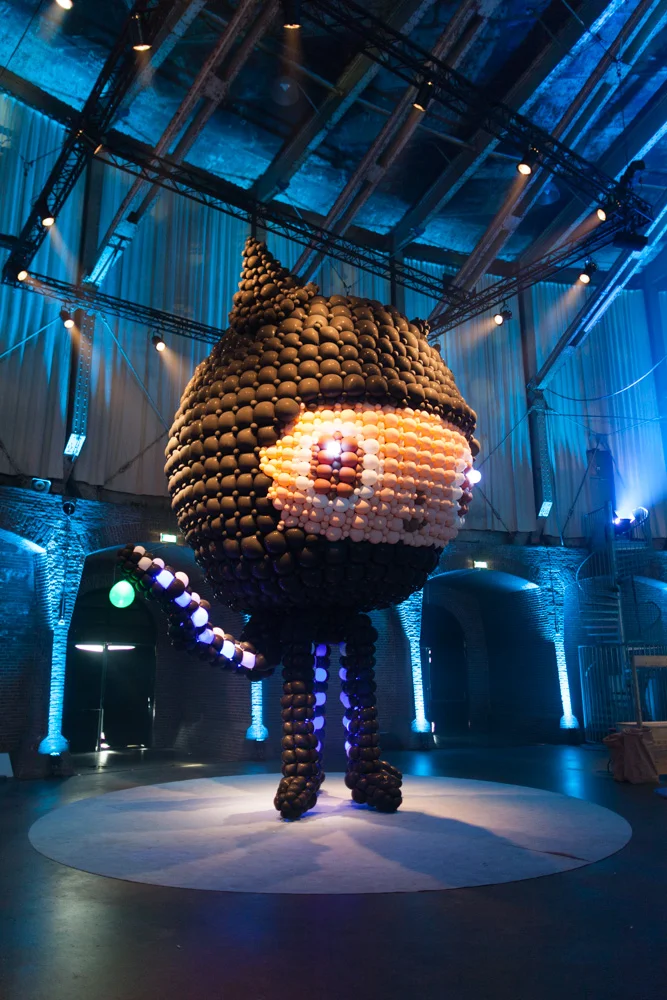 Stages of Air — Giant GitHub Octocat balloon sculpture installation at Gashouder Amsterdam